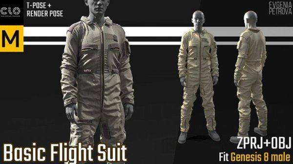 MD383-CLO3D工装服装飞行服套装衣服OBJ模型zprj