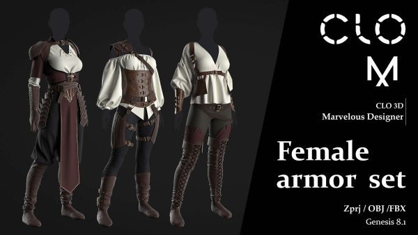 MD389-中世纪女性皮质盔甲皮甲皮靴套装