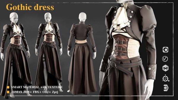 MD404-哥特风格复古女装衣服套装