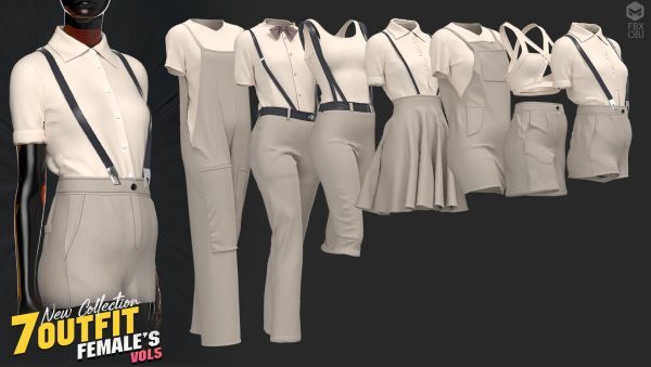 MD420-8款女士背带裤子吊带裙子衬衫短袖套装基础款