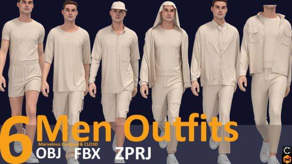 MD433-6套男装衬衫短袖长裤子短裤基础款