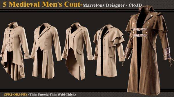 MD450-5款中世纪风格男士外套大衣