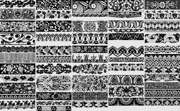 中国中式传统复古建筑木雕刻边框花纹样图案-通用纹理2