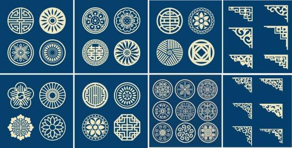 中国风古典民族风传统边框装饰图腾纹样花纹-通用纹理5