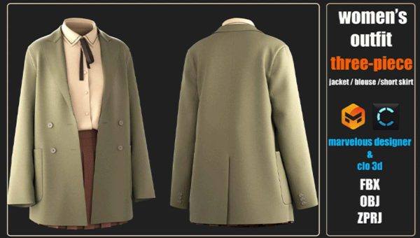 MD480-女装西装百褶裙子大衣服套装