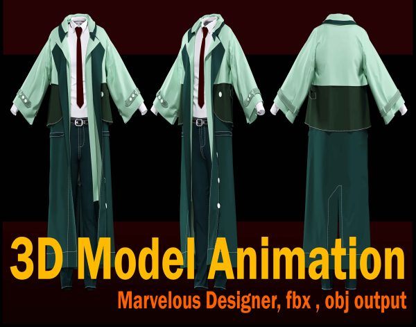 MD512-分层风衣男士衣服外套模型
