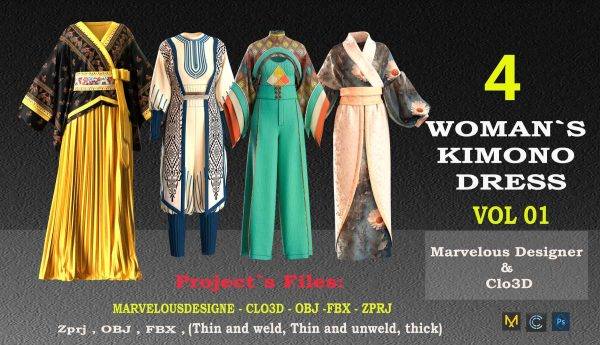 MD528-4款女式和服连衣裙