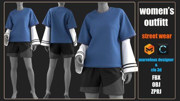 MD538-女式休闲衬衫短裤套装