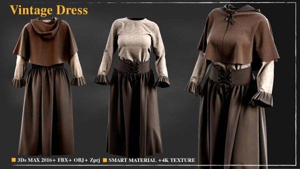 MD559-复古风连衣裙子长裙套装