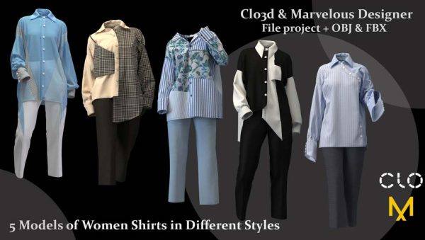 MD569-5款不同风格的女式衬衫休闲长裤子套装