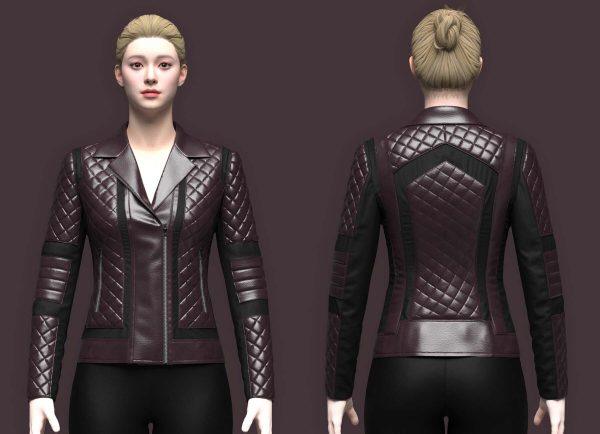 MD579-女士绗缝皮夹克3D模型