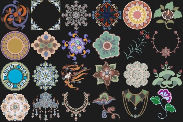 中国风古风敦煌古典中式花草飞天纹样图案-通用纹理8