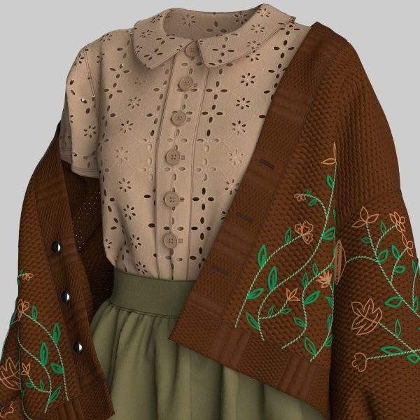 MD606-女士古典毛衣长裙子套装