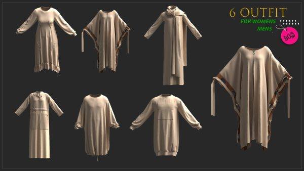 MD614-6款女士和男士服装袍子套装