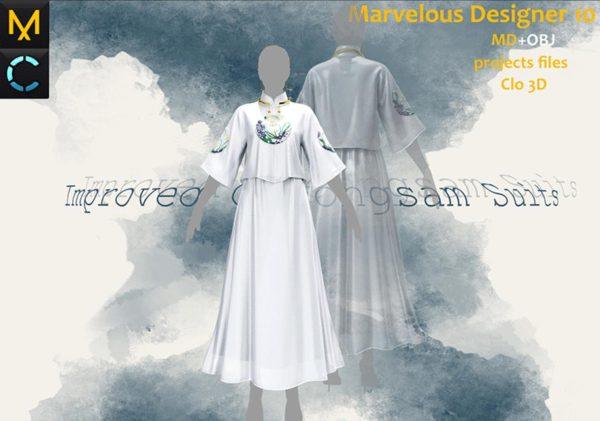 MD630-中国风旗袍套装礼裙连衣裙子