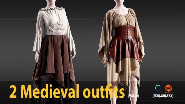 MD635-2套中世纪复古连衣裙子套装