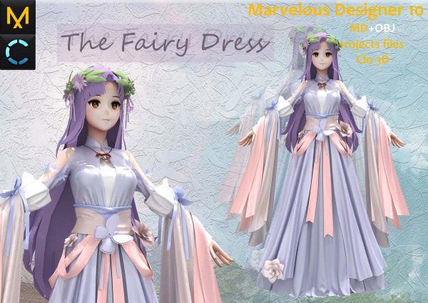 MD656-中国风古风仙女连衣裙子CLO3D衣服ZPRJ