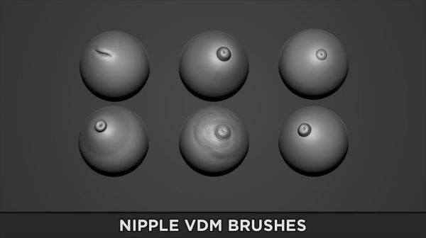 zbrush-6款女性胸部乳房细节笔刷alpha