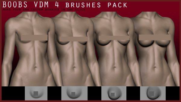 zbrush-4款女性胸部乳房笔刷