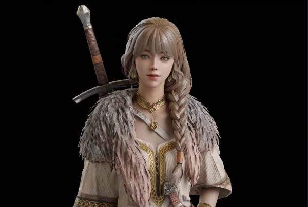 次世代女性剑士战士游戏模型带骨骼