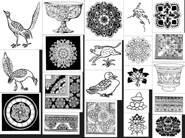 中国唐代唐朝隋唐五代十国敦煌藻井纹样AI矢量图案素材