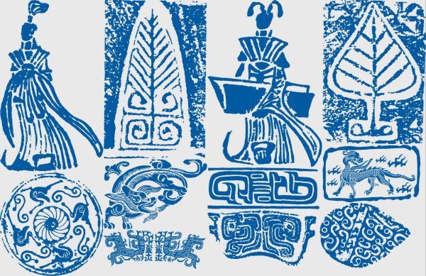 瓦当中国传统古典中式雕刻装饰图案纹样矢量PNG素材