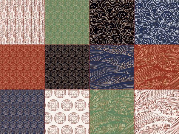 喜庆中式烫金古风流纹日式背景纹样纹理图片JPG包装印刷素材