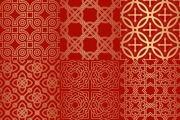 中国传统新年喜庆几何无缝图案纹样背景图片eps矢量素材