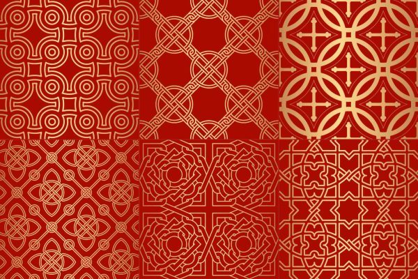 中国传统新年喜庆几何无缝图案纹样背景图片eps矢量素材