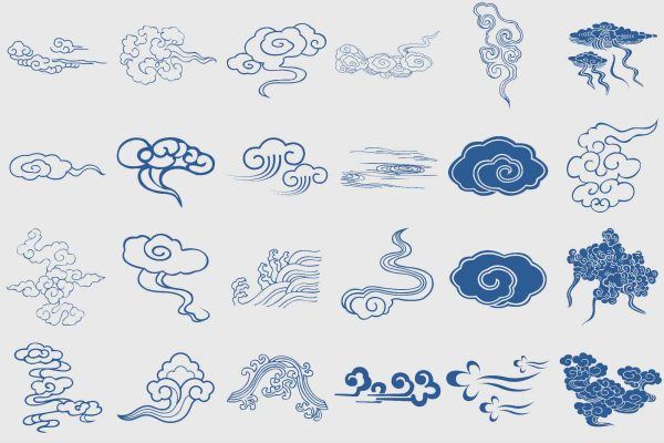 中国风古典中式传统祥云元素纹样图案PNG素材云纹包装AI矢量