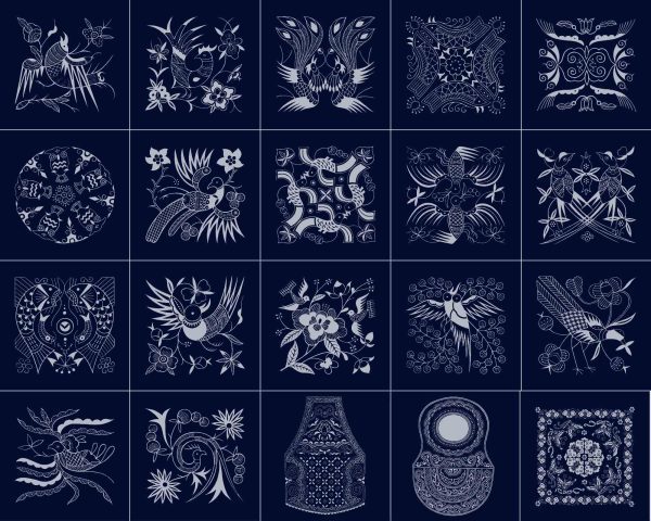 苗族少数民族蜡染图案印花AI矢量素材PNG图片古典纹样