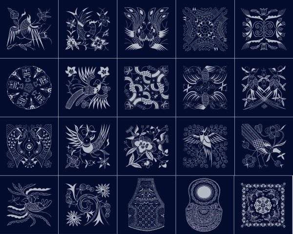 苗族少数民族蜡染图案印花AI矢量素材PNG图片古典纹样