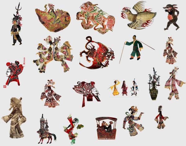 中国风古风国粹民间复古皮影戏服饰人物PNG图案素材