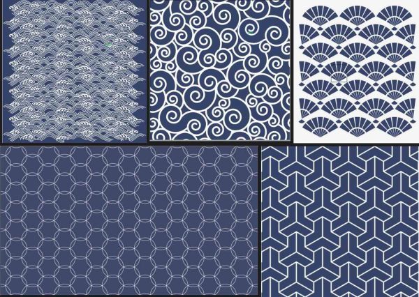 中国风古风传统云纹水波纹底纹印花背景图AI矢量设计素材