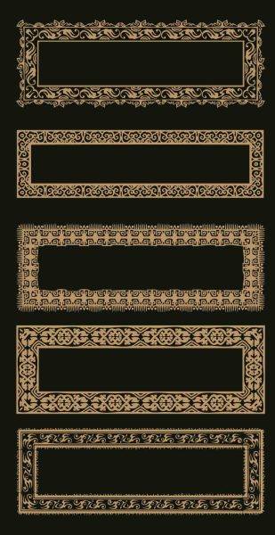 中式古典边框镂空雕刻花纹装饰文字框牌匾矢量PNG素材