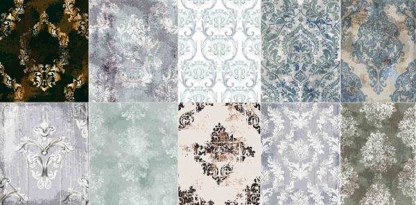 欧式复古宫廷洛可可地毯墙纸AI矢量图案背景印刷设计PS素材