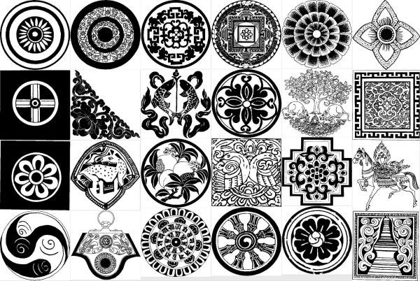 复古民族风藏族传统中国风装饰纹样拓片古典图案AI矢量素材PNG