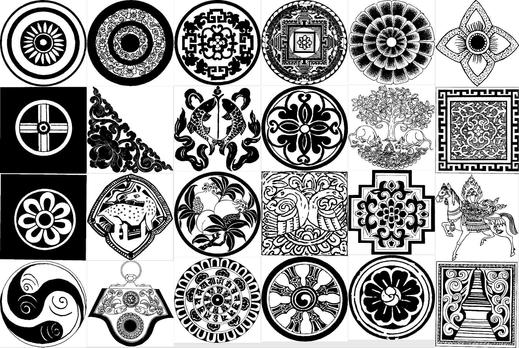 复古民族风藏族传统中国风装饰纹样拓片古典图案AI矢量素材PNG