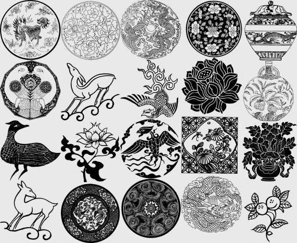 明代明朝中式古代花纹装饰纹样古典图案矢量AI设计素材PNG