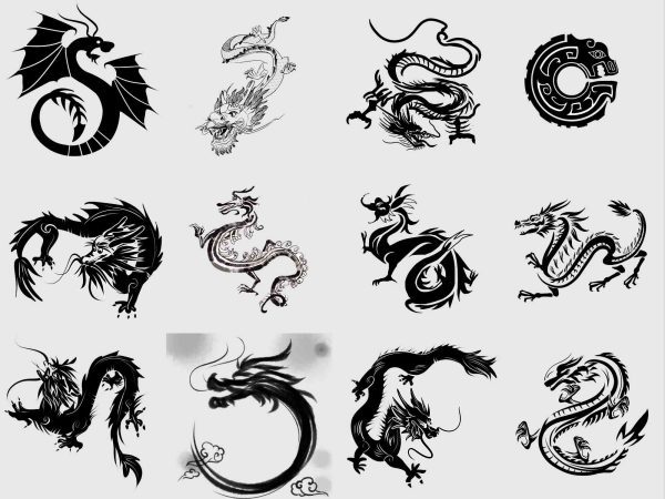 传统中国风古典龙纹龙图腾龙纹身贴纸图案PNG透明背景免扣素材图