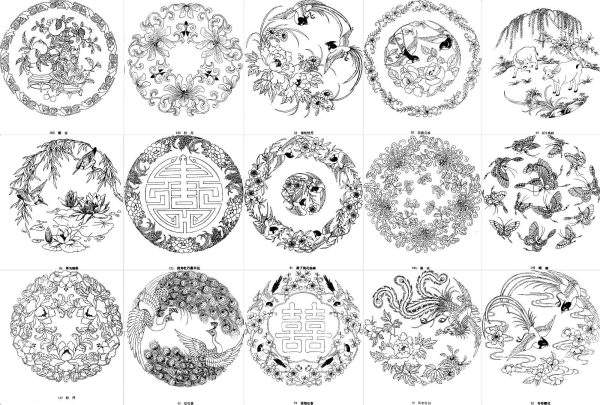 古典传统苏绣刺绣图案纹样龙凤鸳鸯孔雀AI矢量设计素材PNG免抠图