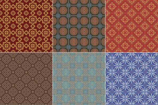 中式古朴古典花纹无缝拼接背景纹理底纹服装印花设计矢量AI素材