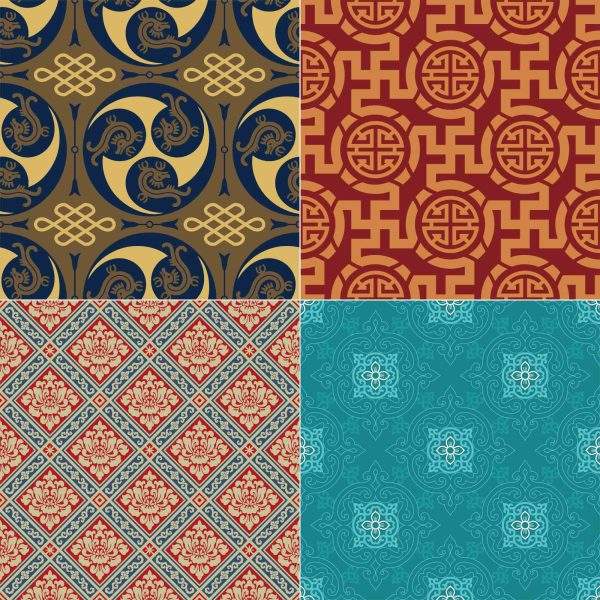 矢量AI中国古典中式花纹背景纹理底纹传统古风包装图案设计素材