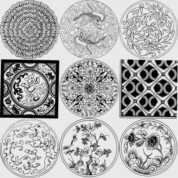 中国清代清朝古典古代传统服饰图案纹样PNG免抠图AI矢量设计素材