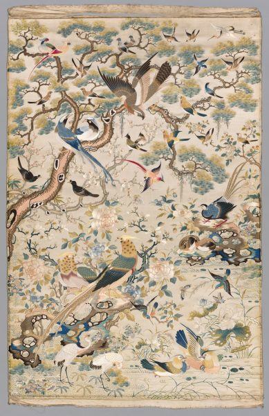 清佚名广绣花鸟刺绣古代古典十字绣参考打印美术高清电子素材图片