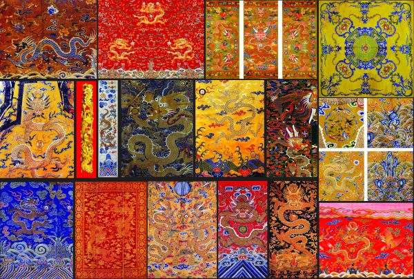 中国古代传统元素龙纹龙袍皇帝服装刺绣元素