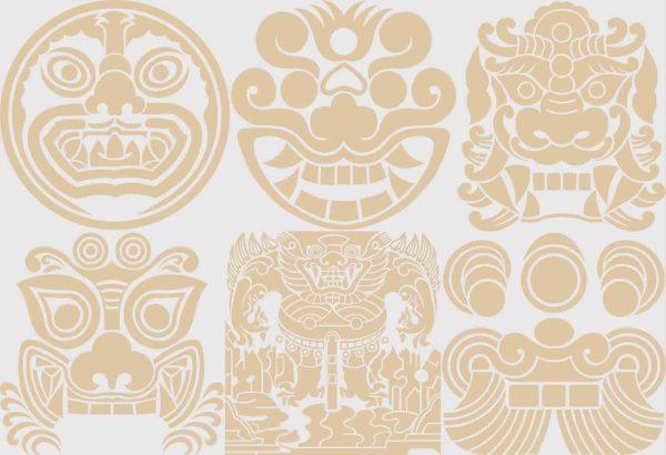 传统古典兽头虎头狮头兽纹图腾装饰纹样图案AI矢量PNG面抠图素材