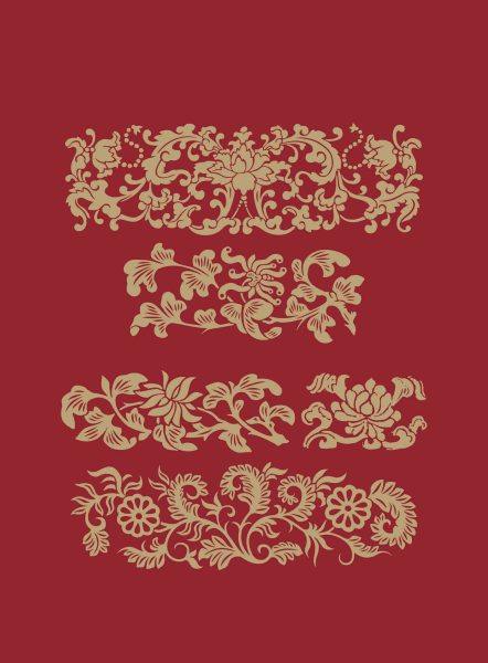 中式古代古典传统花草纹样花纹AI矢量中国风植物图案设计素材PNG