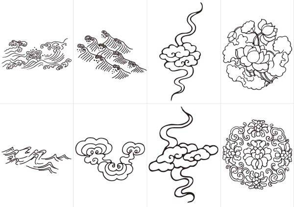 中国传统纹样矢量图案龙凤花卉团古典花纹设计参考图片素材1