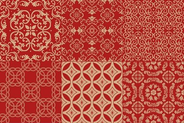 Procreate笔刷ps绸缎中式古风锦缎矢量AI图花卉花纹图案墙纸素材